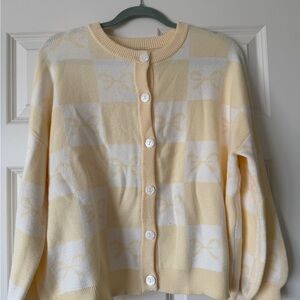 Sincerely Jules Yellow and White Checkered Cardigan